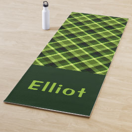 Eleganter Pea Green Kariert Monogram Yoga Mat Yogamatte