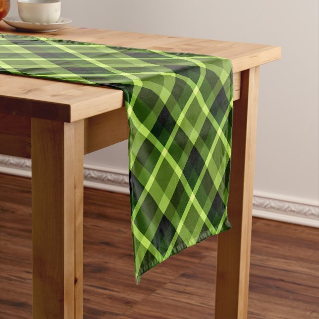 Eleganter Pea Green Kariert Pattern Kleiner Tischl Kurzer Tischläufer (Beispiel)