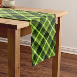 Eleganter Pea Green Kariert Print Medium Table Run Mittelgroßer Tischläufer