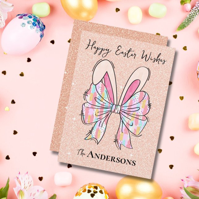 Eleganter Peach Glitzer Osterfeiern Feiertagskarte (Von Creator hochgeladen)