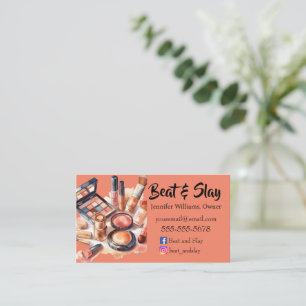 Eleganter Peach Make-Up Artist Visitenkarte