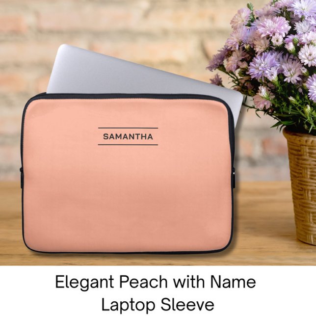 Eleganter Peach mit Name Laptop Sleeve (Von Creator hochgeladen)