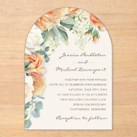 Eleganter Peach White Floral Eukalyptus Wedding Ar