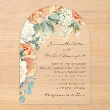 Eleganter Peach White Floral Eukalyptus Wedding Ar