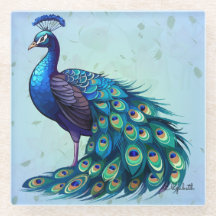 Eleganter Peacock Design Glass Untersetzer