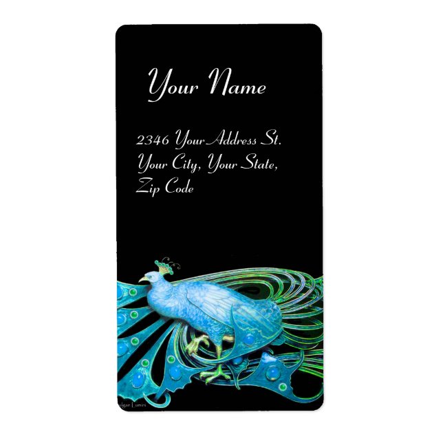 ELEGANTER PEACOCK IN BLAU TURQUE UND SCHWARZ (Vorne)