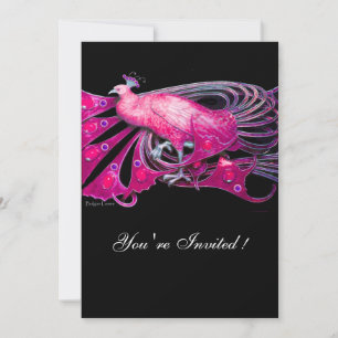 ELEGANTER PEACOCK IN FUCHSIA, PINK UND SCHWARZ EINLADUNG