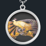 ELEGANTER PEACOCK IN GELB UND SCHWARZ VERSILBERTE KETTE<br><div class="desc">Farbiges und elegantes Design mit leuchtenden 3D-Edelsteinen Digitales Grafikdesign von Bulgan Lumini . Teil aus der neuen Kollektion ARCADIA .</div>