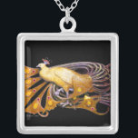ELEGANTER PEACOCK IN GELB UND SCHWARZ VERSILBERTE KETTE<br><div class="desc">Farbiges und elegantes Design mit leuchtenden 3D-Edelsteinen Digitales Grafikdesign von Bulgan Lumini . Teil aus der neuen Kollektion ARCADIA .</div>