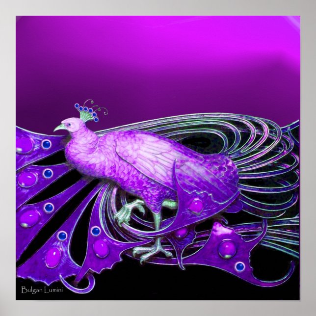 ELEGANTER PEACOCK IN LILA POSTER (Vorne)