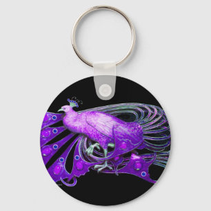 ELEGANTER PEACOCK IN LILA UND SCHWARZ SCHLÜSSELANHÄNGER