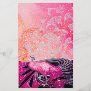 ELEGANTER PEACOCK IN SPARKLING PINK FUCHSIA BRIEFPAPIER