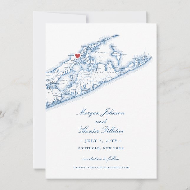Eleganter Peconic Bay Yacht Club Hochzeit Save The Date (Vorderseite)