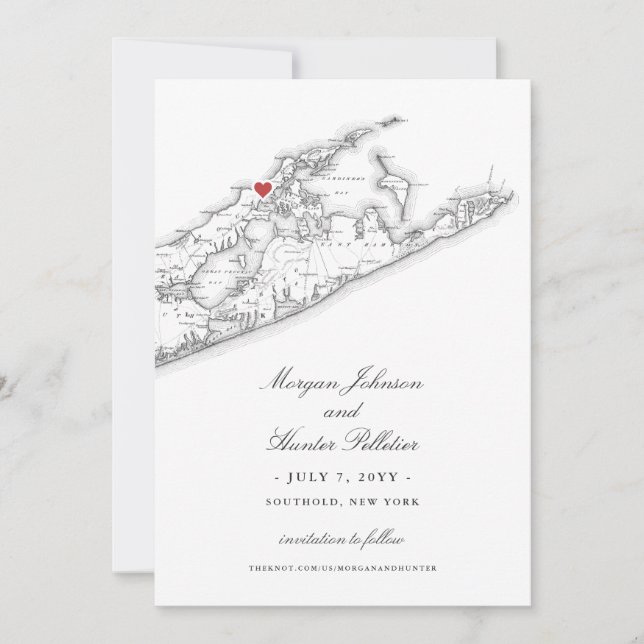 Eleganter Peconic Bay Yacht Club Hochzeit Save The Date (Vorderseite)