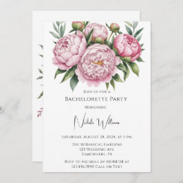 Eleganter Peony Floral Junggeselinnen-Abschied Einladung