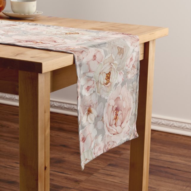 Eleganter Peony Table Runner Kurzer Tischläufer (Beispiel)