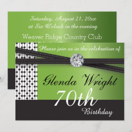 Eleganter Peridot und schwarzes Geburtstags-Party Einladung