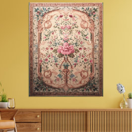 Eleganter Persischer Blumenrug Stretched Canvas Pr Leinwanddruck