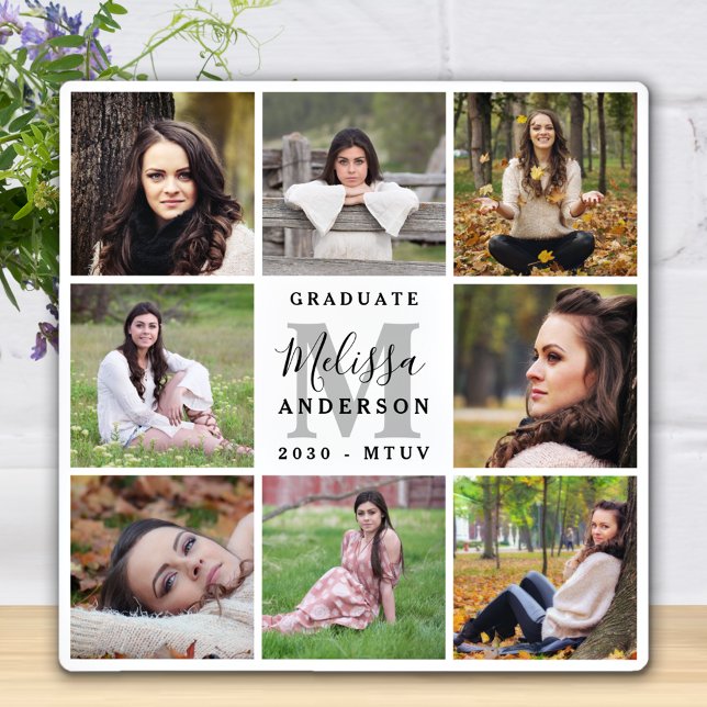 Eleganter Personalisiert 8 Foto Collage Abschluss Fotoplatte (Von Creator hochgeladen)