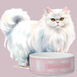 Eleganter Personalisiert rosa Tropfen Glitzer Katz Napf