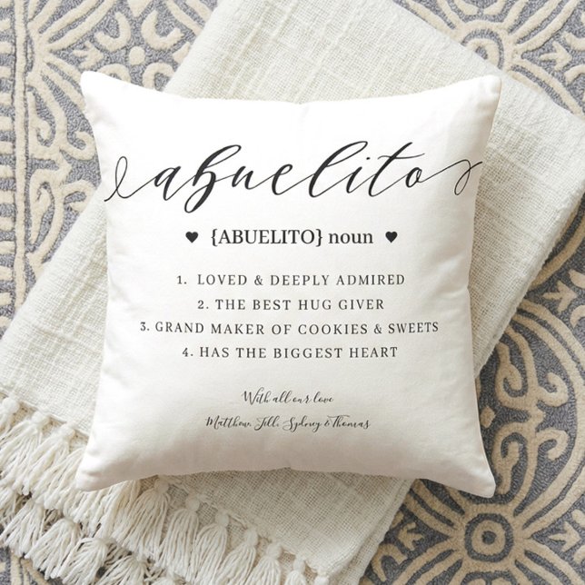 Eleganter Personalisierter Abuela-Begriff Kissen (Custom Abuela Definition Mother's Day Keepsake Throw Pillow)