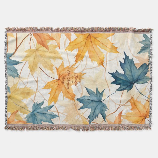 Eleganter Personalisierter Ahorn-Blätter Erntedank Decke (Vorderseite)