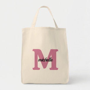 Eleganter personalisierter Altrosen-Name-Buchstabe Tragetasche