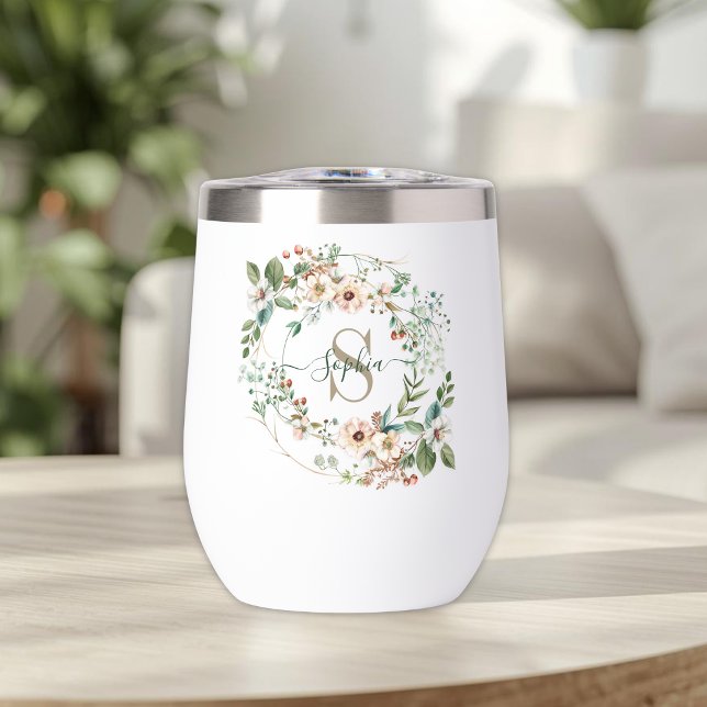 Eleganter personalisierter Blumenmonogramm-Namensb (Von Creator hochgeladen)
