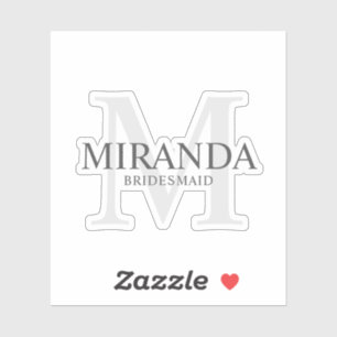 Eleganter Personalisierter Bridesmaid Name und Mon Aufkleber