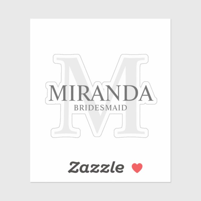 Eleganter Personalisierter Bridesmaid Name und Mon Aufkleber (Blatt)