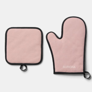 Eleganter Personalisierter Dusty Blush Name - Ofenhandschuh & Topflappen-Set