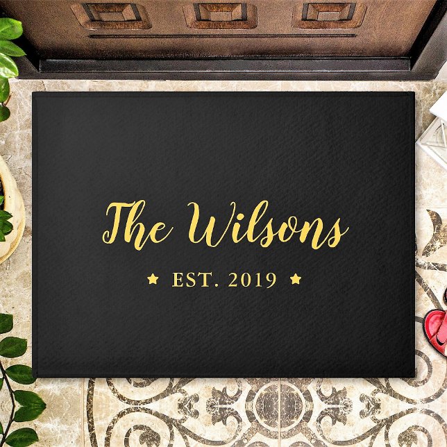 Eleganter Personalisierter Familienname in Kalligr Fußmatte (Von Creator hochgeladen)