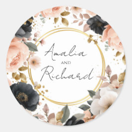 Eleganter personalisierter Hochzeitsaufkleber mit Runder Aufkleber