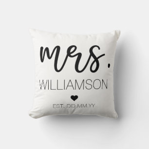 Eleganter personalisierter Hochzeitsgeschenkname f Kissen