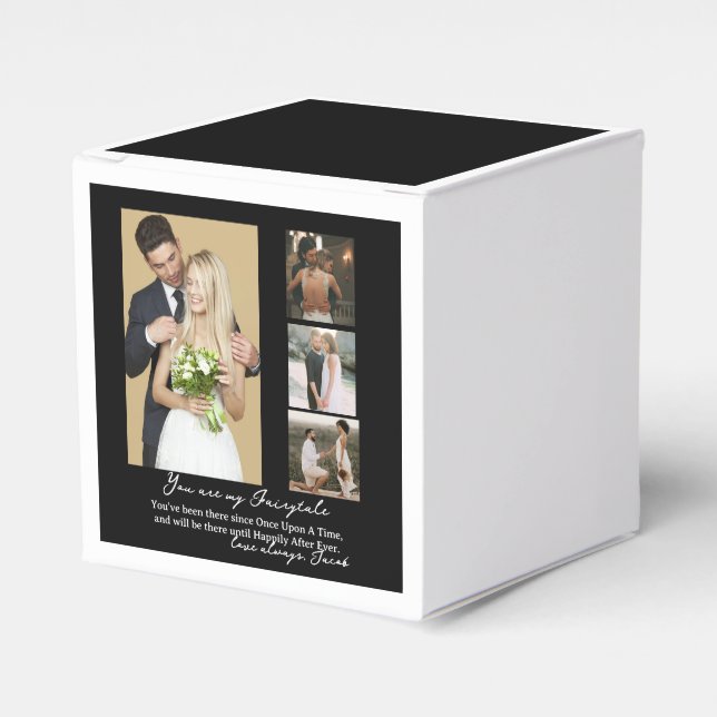 Eleganter Personalisierter Hochzeitstag FotoCollag Geschenkschachtel (Vorderseite)
