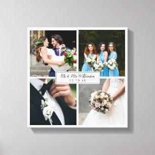 Eleganter Personalisierter Hochzeitstag FotoCollag Leinwanddruck