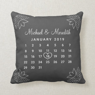 Eleganter Personalisierter Hochzeitstag Kissen