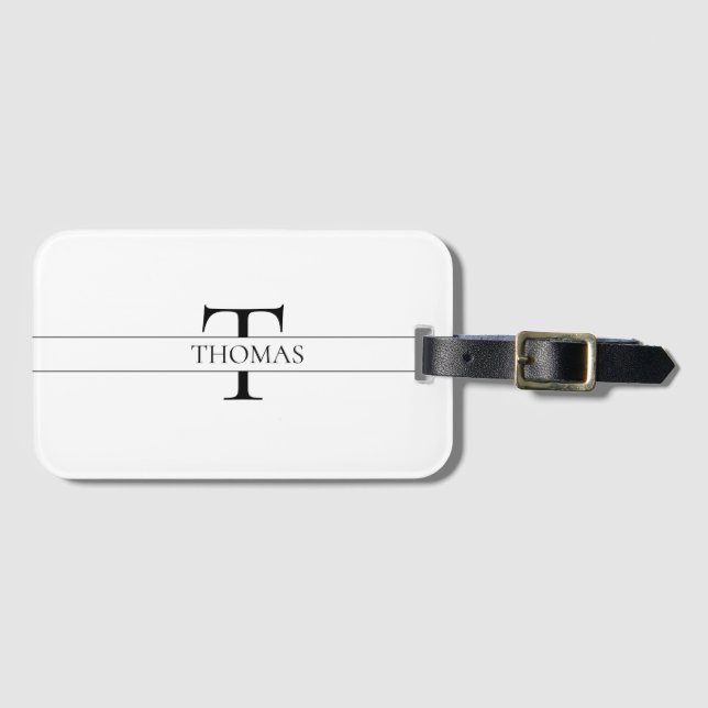 Eleganter Personalisierter Mit Monogramm Individue Gepäckanhänger (Vorderseite (Horizontal))