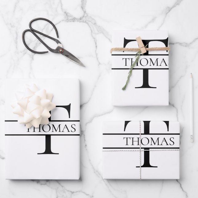 Eleganter Personalisierter Mit Monogramm Individue Geschenkpapier Set (Vorderseite)