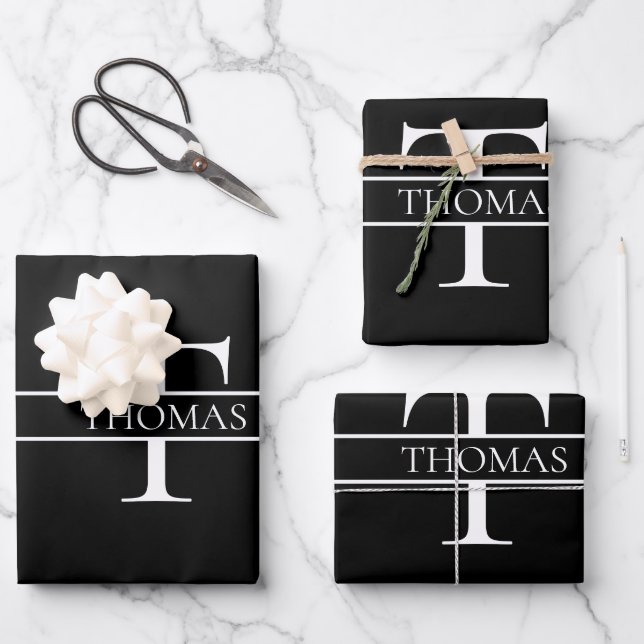 Eleganter Personalisierter Mit Monogramm Individue Geschenkpapier Set (Vorderseite)