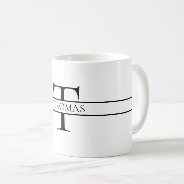 Eleganter Personalisierter Mit Monogramm Individue Kaffeetasse (VorderseiteRechts)