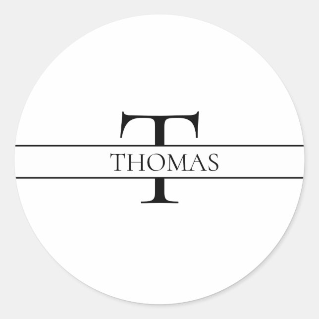 Eleganter Personalisierter Mit Monogramm Individue Runder Aufkleber (Vorderseite)