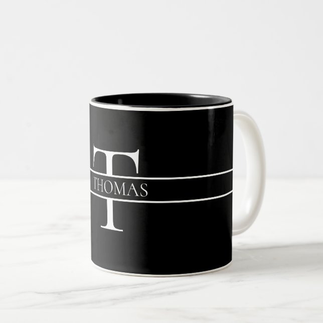 Eleganter Personalisierter Mit Monogramm Individue Zweifarbige Tasse (VorderseiteRechts)