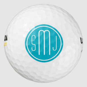 Eleganter Personalisierter Monogram und Scuba Blue Golfball