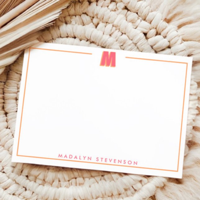 Eleganter personalisierter Monogramm-3D-Buchstabe  Mitteilungskarte (Von Creator hochgeladen)