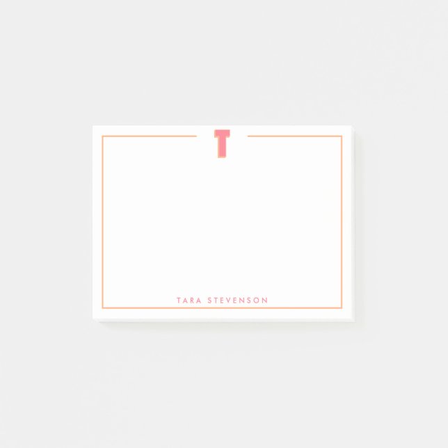 Eleganter personalisierter Monogramm-3D-Buchstabe  Post-it Klebezettel (Vorderseite)