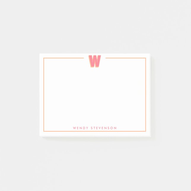 Eleganter personalisierter Monogramm-3D-Buchstabe  Post-it Klebezettel (Vorderseite)