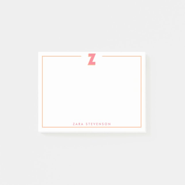 Eleganter personalisierter Monogramm-3D-Buchstabe  Post-it Klebezettel (Vorderseite)