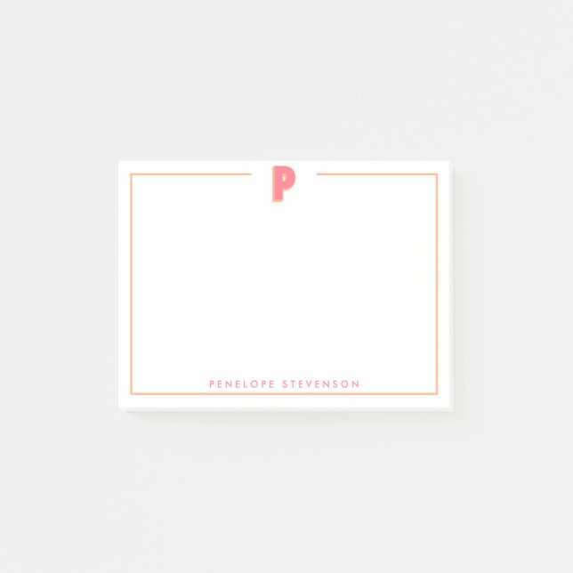 Eleganter personalisierter Monogramm-3D-Buchstabe  Post-it Klebezettel (Vorderseite)