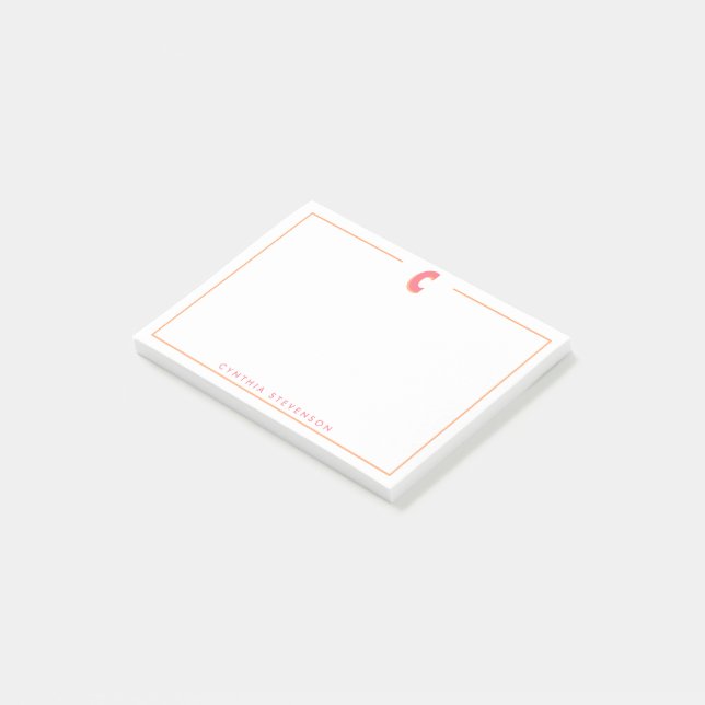 Eleganter personalisierter Monogramm-3D-Buchstabe  Post-it Klebezettel (angewinkelt)